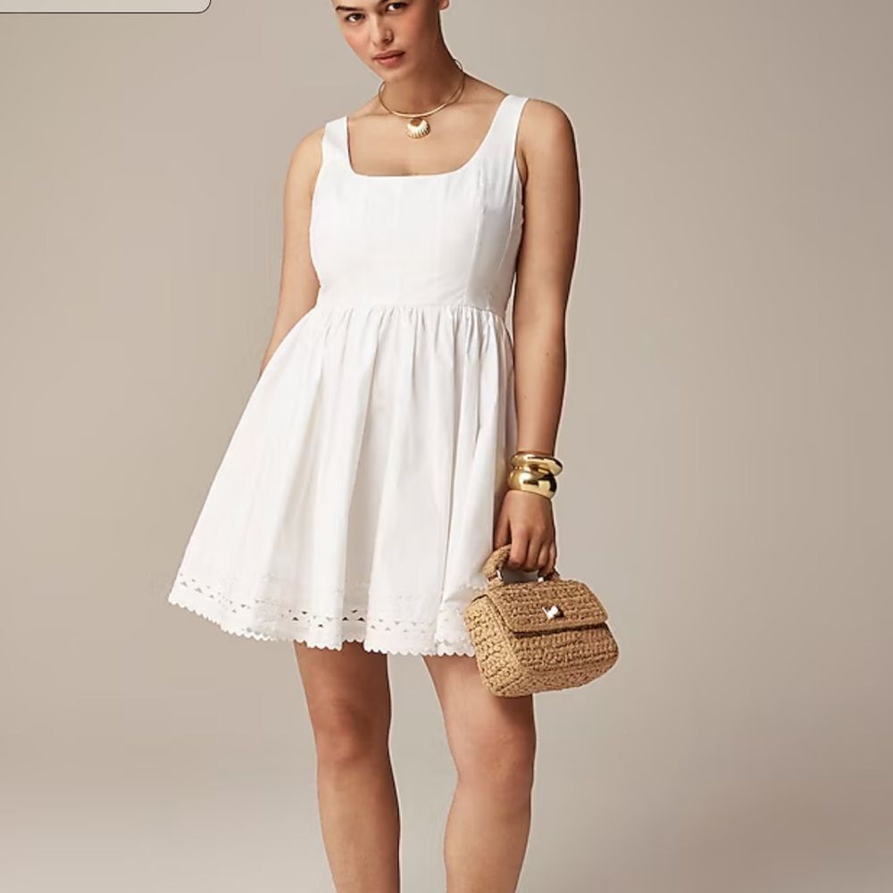 J. Crew White Eyelet Hem Mini Dress - Picture 1 of 6